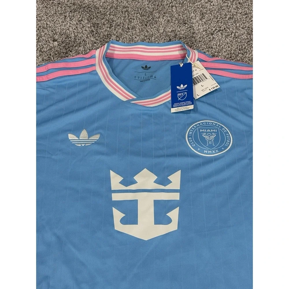 Adidas Inter Miami CF Messi 10 2024 Third Jersey Mens Large Blue Pink KA7504 NEW